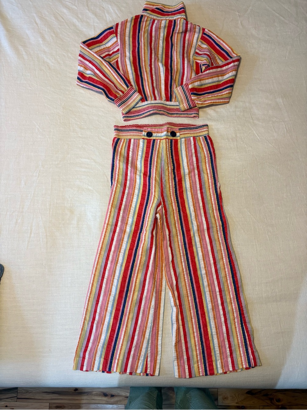 Vintage 2 peice set Striped Wide-Leg Pants in Multi-Color girls size 6